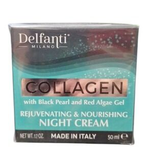 Delfanti Milano Collagen Night‎ Cream Black Pearl & Red Algae Gel 1.7 Oz NEW